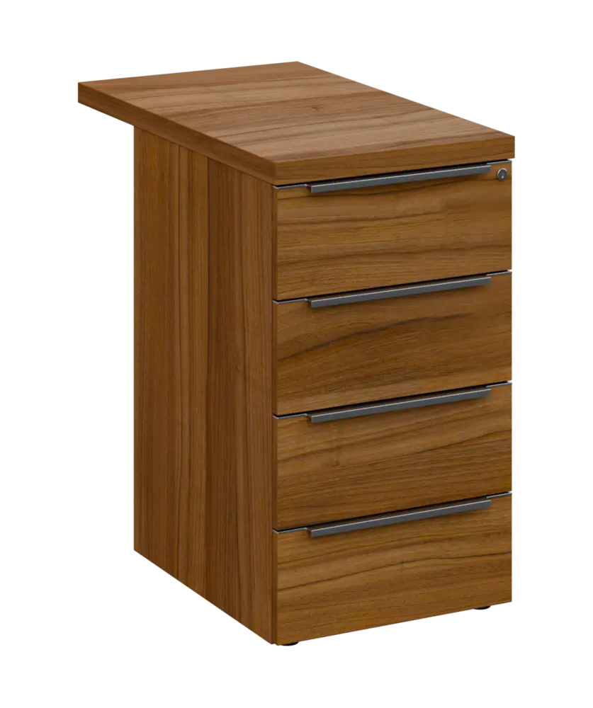 SIKC - 81 kontejner přístavný, 4-zásuvkový, deska 36 mm, centrální zámek, ořech světlý